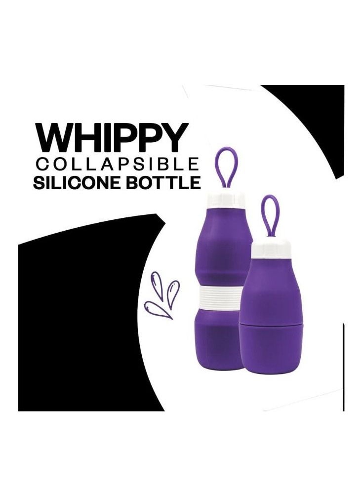Jumble & co - Jumble & Co Whippy Collapsible Silicone 520ml Bottle Purple - Image 1