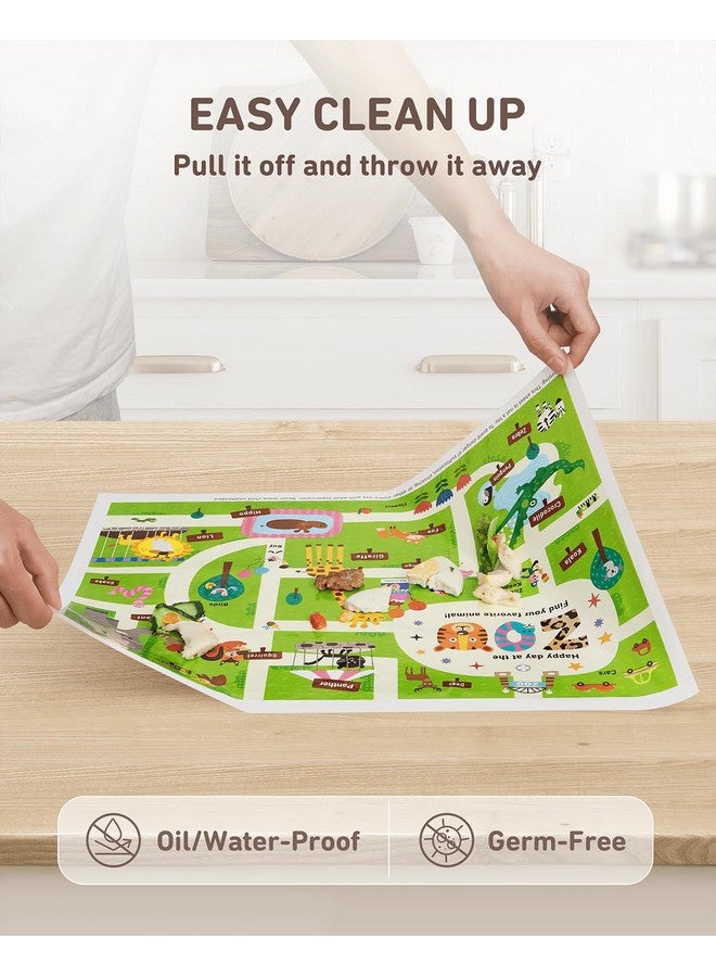 Babebay Babebay Disposable Stick-on Placemats 40 Pack for Baby & Kids & Toddler, Sticky Placemats Restaurant Table Mats 12" x 18" (Happy Zoo)  - Image 4