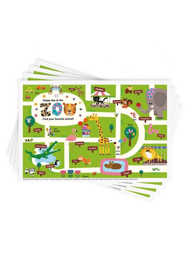 Babebay Babebay Disposable Stick-on Placemats 40 Pack for Baby & Kids & Toddler, Sticky Placemats Restaurant Table Mats 12" x 18" (Happy Zoo)  - Image 1