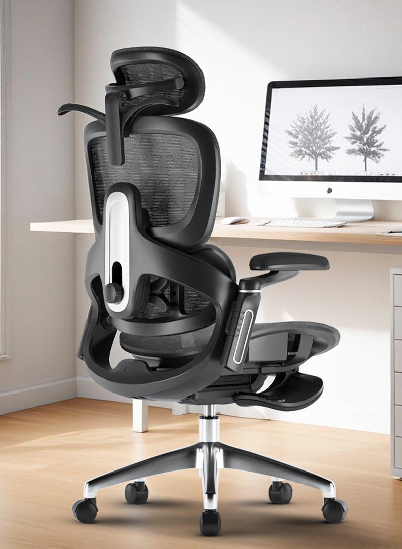 DROGO Ergonomic Office Chair for Work from Home, Computer Chair for Study with Breathable Mesh, Adjustable Seat, 5 level Adjustable Backrest, 6D Armrest, 4D Headrest & Lumbar Support | Gaming Chair with Footrest & Recline Black - Image 1