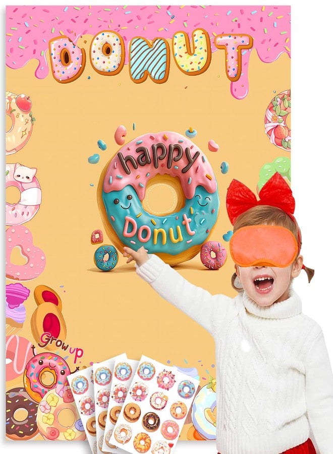 Badeauwald Donut Party Supplies, Pin the Dount Party Games. Grow up Donut Birthday Party Supplies, Big Size Poster27.56"*19.68". Donut Party Favors, Elastic Blindfolds, 48pcs Stickers Donut Party Decorations. - Image 1