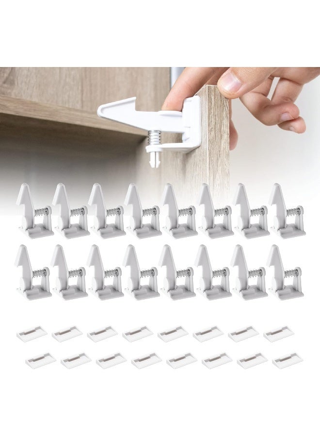 Inaya 16-Pack Cabinet Locks, Child Safety Latches - Baby Proofing Cabinets and Drawer Locks - 3M Adhesive - No Drilling & No Tools Required - Child Proof Your Home - Image 1