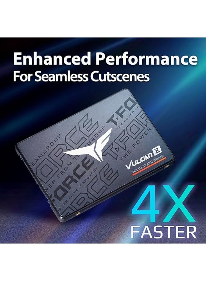 TEAMGROUP T-Force Vulcan Z 1TB SLC كاش 3D NAND TLC 2.5 بوصة SATA III قرص صلب داخلي SSD (سرعة القراءة/الكتابة تصل إلى 550/500 ميجابايت/ثانية) T253TZ001T0C101 - Image 5