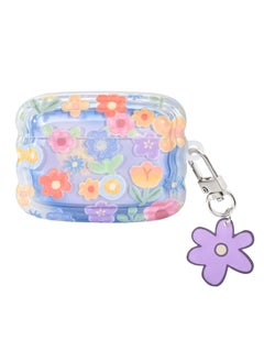 Cute Flower Pattern for AirPods Pro 2 Case Cover for Girls and Women, Wave Frame Soft TPU Shockproof Full Protection with Keychain, Compatible with AirPods Pro 2nd Generation, Stylish and Durable