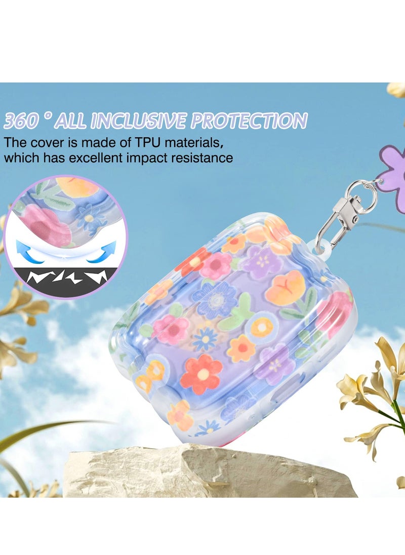 Excefore - Cute Flower Pattern for AirPods Pro 2 Case Cover for Girls and Women, Wave Frame Soft TPU Shockproof Full Protection with Keychain, Compatible with AirPods Pro 2nd Generation, Stylish and Durable - Image 1