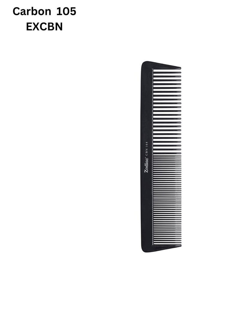 زودياك مشط شعر احترافي من زودياك كاربون 105 - للجنسين، مضاد للكهرباء الساكنة، خفيف الوزن، متين للاستخدام في الصالونات والمنزل