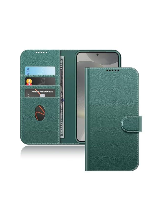 Jetech JETech Wallet Case for Samsung Galaxy S24+ / S24 Plus 5G, Shockproof PU Leather Magnetic Flip Cover with Card Holder, Stand Feature and Full Camera Protection (Midnight Green) - Image 1