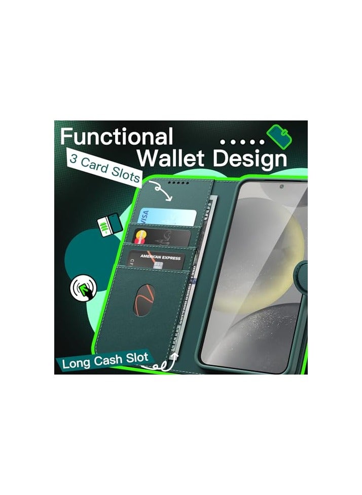 Jetech JETech Wallet Case for Samsung Galaxy S24+ / S24 Plus 5G, Shockproof PU Leather Magnetic Flip Cover with Card Holder, Stand Feature and Full Camera Protection (Midnight Green) - Image 3
