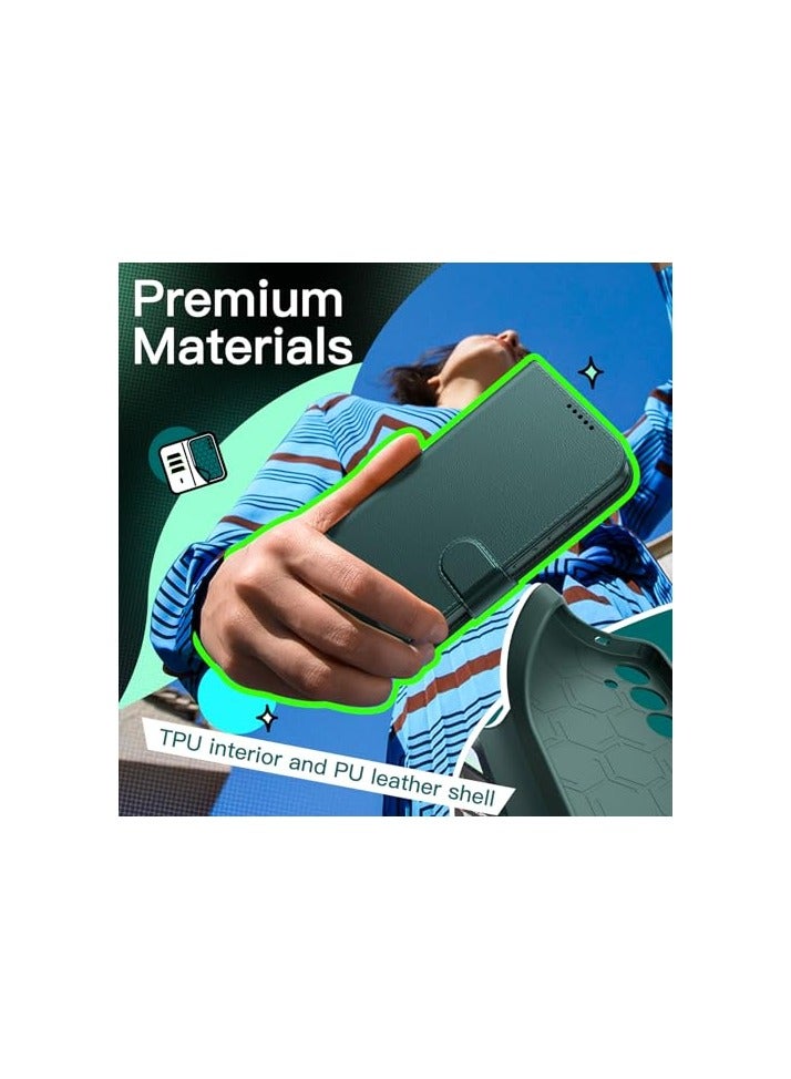 Jetech JETech Wallet Case for Samsung Galaxy S24+ / S24 Plus 5G, Shockproof PU Leather Magnetic Flip Cover with Card Holder, Stand Feature and Full Camera Protection (Midnight Green) - Image 5