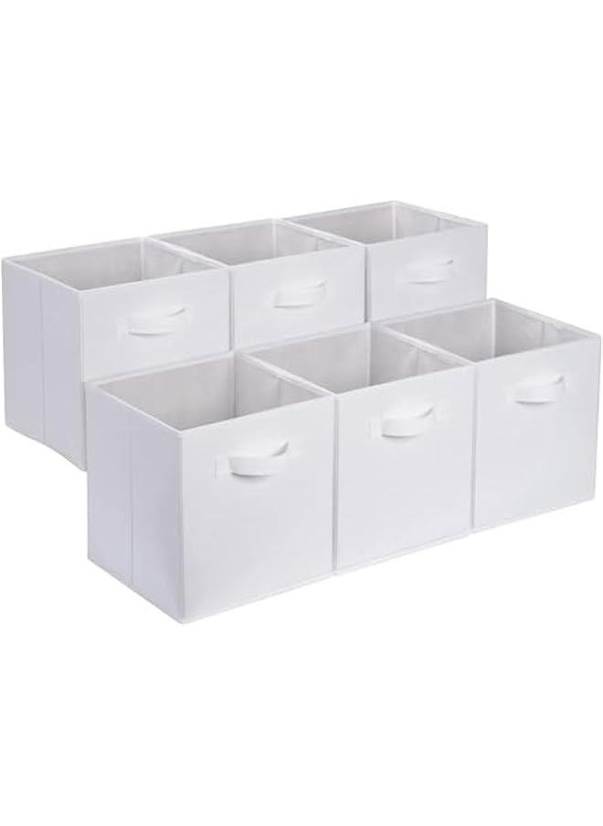 HOOKOR Storage Bins, Foldable Fabric Storage Cubes and Cloth Storage Organizer Drawer for Closet and Toys Storage, 6 Pack (White)  - Image 1