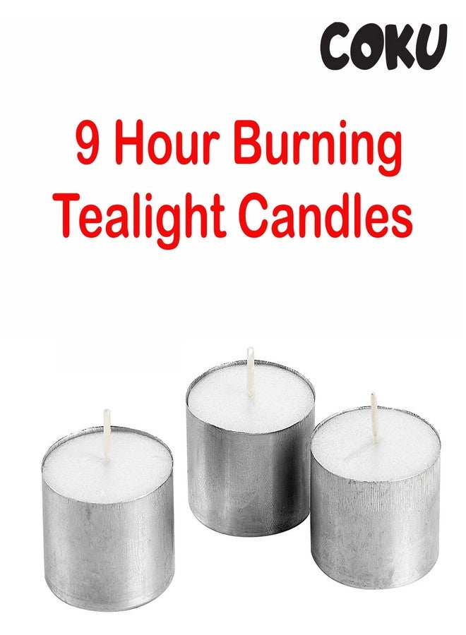 Coku Mega Candles Unscented White Jumbo Tea Lights Candle | Pressed Wax Candles 8-9 Hour Burn Time | for Home Décor, Wedding Receptions, Birthdays, Celebrations, Party Favors & More (Pack of 100) - Image 2