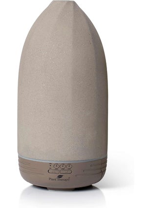 Plant Therapy Metro Stone Diffuser Gray - Essential Oil Diffuser - Sleek Design for Home & Office, 8 Hours of Diffusion, Auto Shut Off, Soft Ambient Lighting, Four Timer Settings