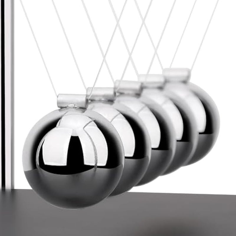 5 Large Beads Newton's Cradle Balance Balls Desk Toys Office Decorations with Black Wooden Base Desk Balance Balls Fun Science Physics Toys for Office/Bedroom/Living Room - Image 4