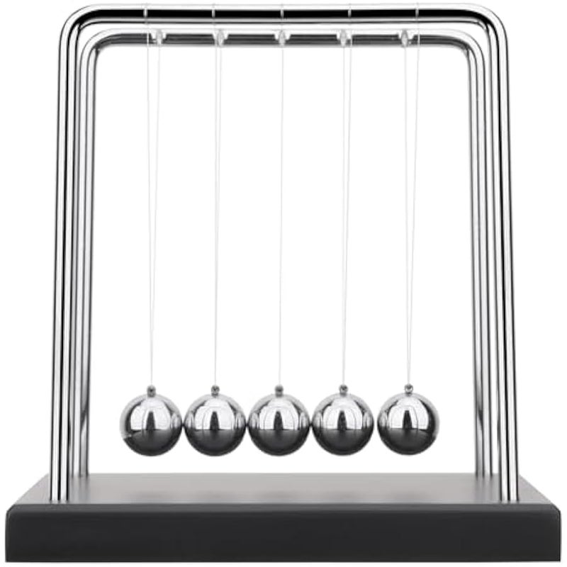 5 Large Beads Newton's Cradle Balance Balls Desk Toys Office Decorations with Black Wooden Base Desk Balance Balls Fun Science Physics Toys for Office/Bedroom/Living Room - Image 3