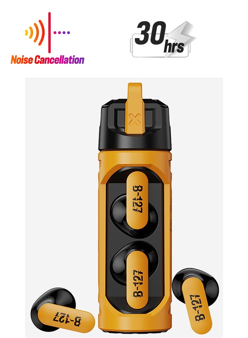 TRANSFORMERS TF-T11 Bluetooth Earbuds, Rotating Design, Waterproof, High-Performance Audio for Music and Calls – Ideal for Gaming, Calls, and Daily Use - Yellow - Image 1