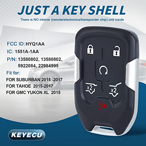 Keyecu Remote Smart Key Housing Shell 6 Button for Suburban Tahoe HYQ1AA,Empty Shells Only - Image 3