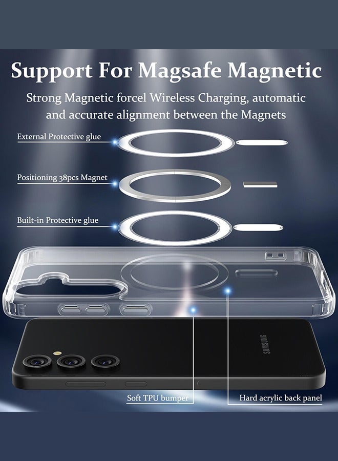CATANES غطاء سامسونج جالكسي S24 بلس شفاف من TPU مع حواف مضادة للصدمات وغطاء هاتف مزود بمغناطيس مدمج غطاء غير مصفر متوافق مع MagSafe - Image 4