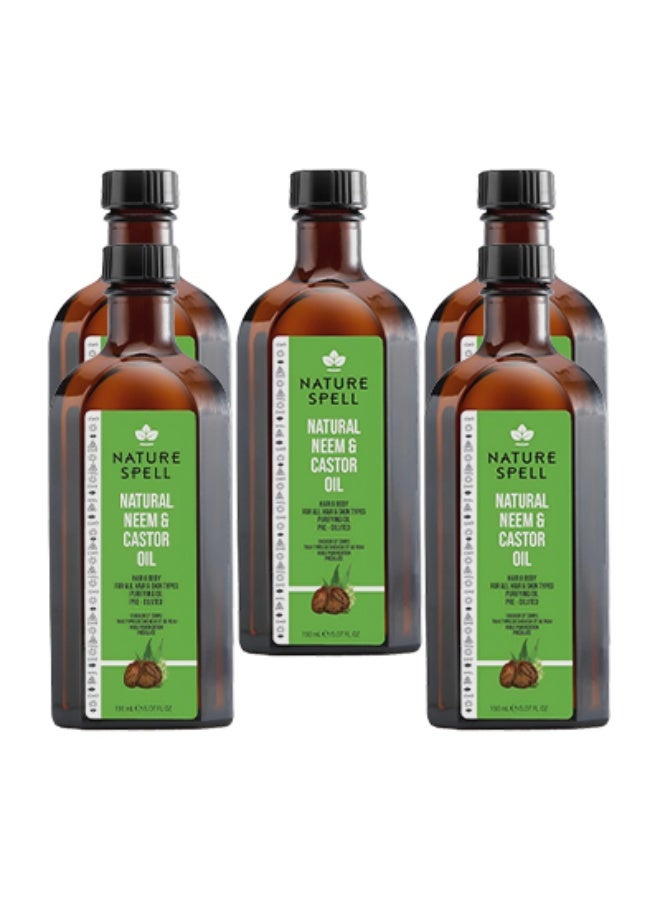 نايتشر سبيل 5 قطع زيت الخروع والنيم لجميع أنواع الشعر والبشرة 150 مل - Image 1