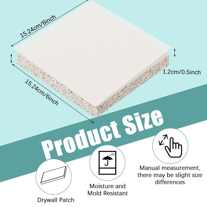 Amylove Drywall Repair Panel Drywall Patch Panel Drywall Repair For Wall Repair (4 Pieces 6"" X 6"" X 1/2"") - Image 2