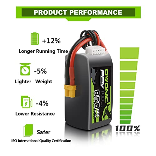 OVONIC 80C 4S 850mAh Lipo Battery 14.8V with XT30 Plug for Cinewhoops 2pcs - Image 4