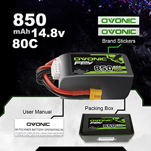 OVONIC 80C 4S 850mAh Lipo Battery 14.8V with XT30 Plug for Cinewhoops 2pcs - Image 5