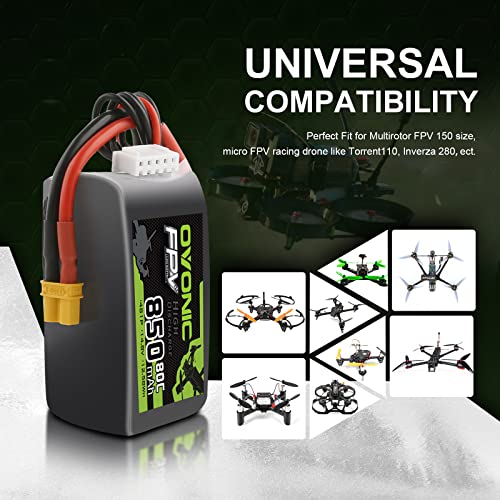 OVONIC 80C 4S 850mAh Lipo Battery 14.8V with XT30 Plug for Cinewhoops 2pcs - Image 3
