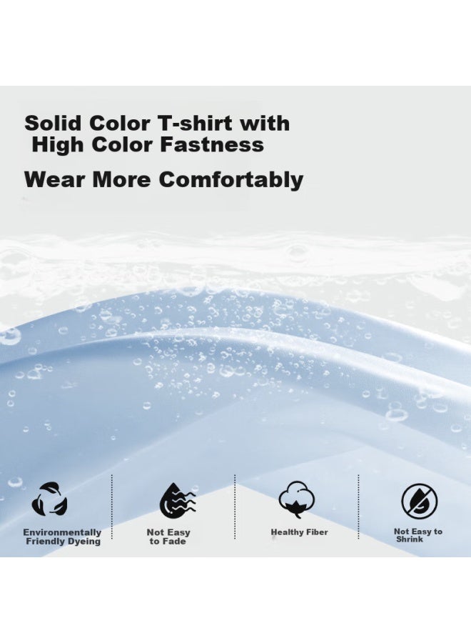 Geniolamode Men's T-shirt, Pure Cotton, Comfortable, Breathable, Round Neck, Simple Casual, Youth Short Sleeve, Men's Summer Tee, Brown Green, 3XL - Image 2