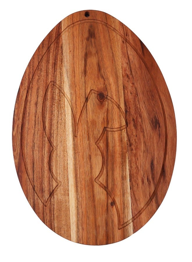 Affinity Decor Egg Shaped Wood Serving Board, Wood Cutting Board for Kitchen with Groove, Wooden Charcuterie Boards, Egg Bunny Serving Platter for Cheese and Food, 13" x 10.3" - Image 1