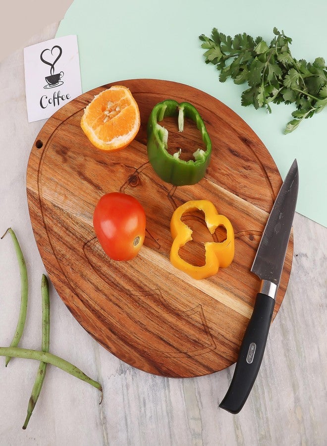 Affinity Decor Egg Shaped Wood Serving Board, Wood Cutting Board for Kitchen with Groove, Wooden Charcuterie Boards, Egg Bunny Serving Platter for Cheese and Food, 13" x 10.3" - Image 3