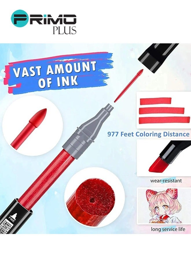 بريمو بلس طقم أقلام ماركر مزدوجة الجانب  مكون من 80 قطعة متعدد الألوان ,ماركرات الوان ذات الناطحتين للأطفال والفنانين مع حقيبة النقل - Image 3
