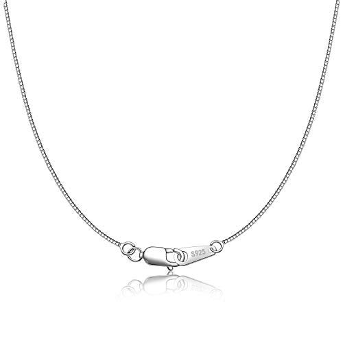 CIELTEAR 925 Sterling Silver Chain Necklace for Women 0.8mm Box Chain, Italian Necklace Chain, Super Strong & Thin & Long16/18/20/22/24 Inches - Image 1
