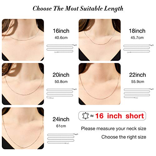 CIELTEAR 925 Sterling Silver Chain Necklace for Women 0.8mm Box Chain, Italian Necklace Chain, Super Strong & Thin & Long16/18/20/22/24 Inches - Image 2