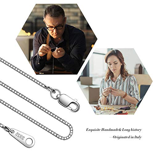 CIELTEAR 925 Sterling Silver Chain Necklace for Women 0.8mm Box Chain, Italian Necklace Chain, Super Strong & Thin & Long16/18/20/22/24 Inches - Image 5