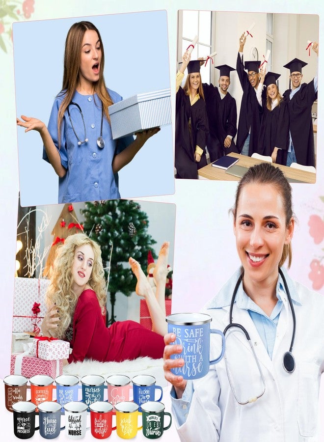 Sieral مجموعة هدايا الممرضات 12 قطعة 12 أونصة أكواب الممرضات بالجملة 2025 أكواب مينا للقهوة مع مقابض كوب تحفيزي للنساء طبيبة طالبة تخرج هدايا شكر (أنيق) - Image 5