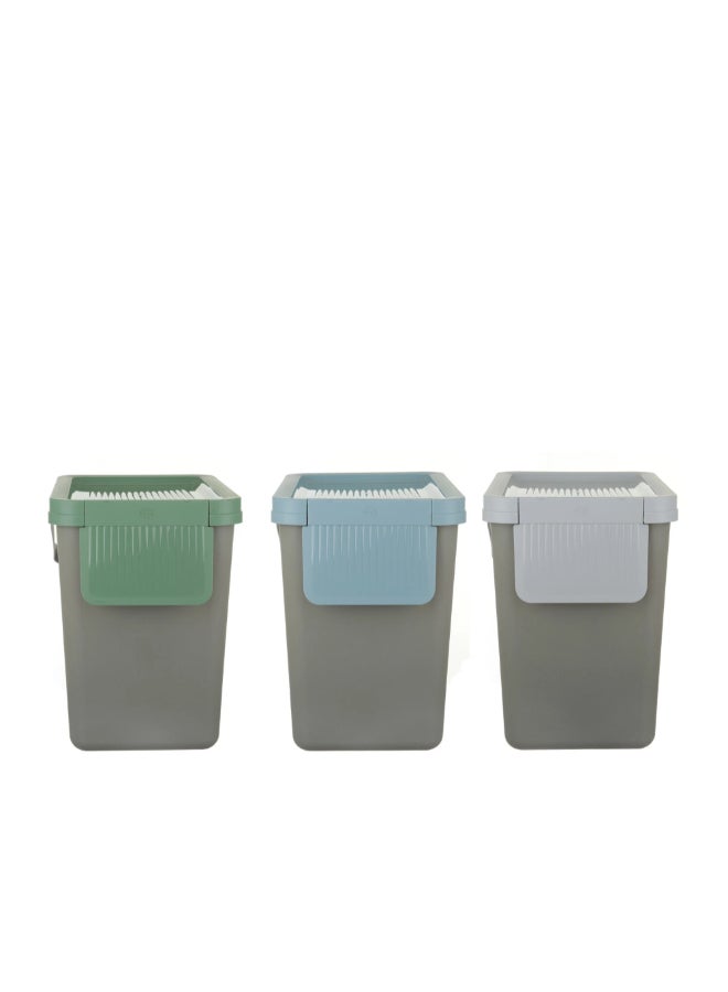Snips 3-Piece Garbage and Waste Sorting Recycling Bin Set Multicolour 50 x 36 x 26 cm 090042 - Image 2