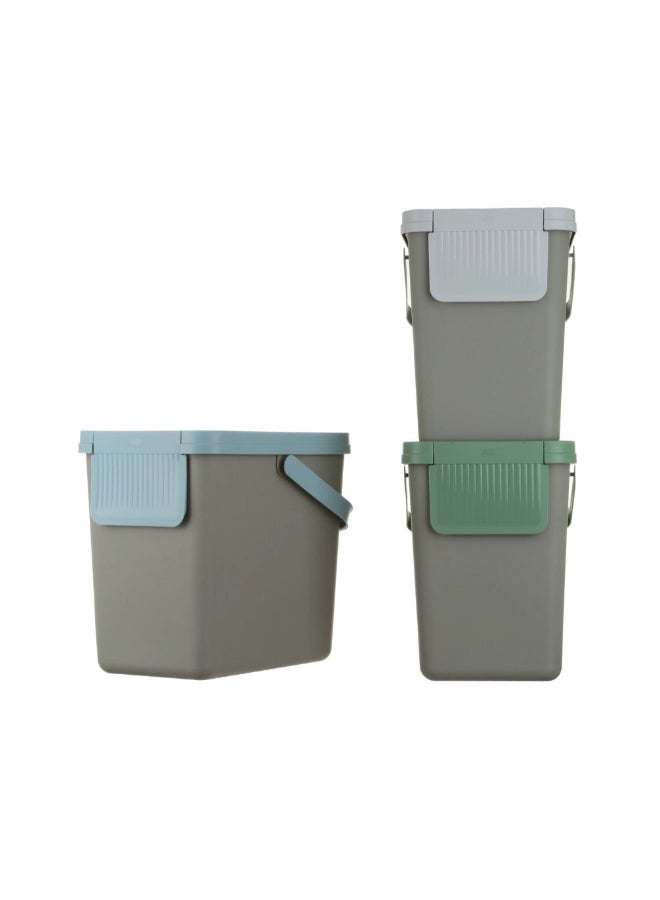 Snips 3-Piece Garbage and Waste Sorting Recycling Bin Set Multicolour 50 x 36 x 26 cm 090042 - Image 3