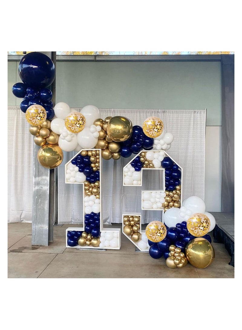 JOLLITY LLC طقم قوس جارلاند من البالونات الملونة باللون الأزرق الداكن والأبيض الذهبي، 5 قطع، 12 بوصة، ديكورات أعياد الميلاد والخطوبة وحفلات الزفاف وحفلات استقبال المولود الجديد وحفلات رواد الفضاء والمجرة (129 قطعة) - Image 5