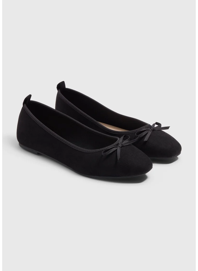 Matalan Black Bow Ballet Shoes