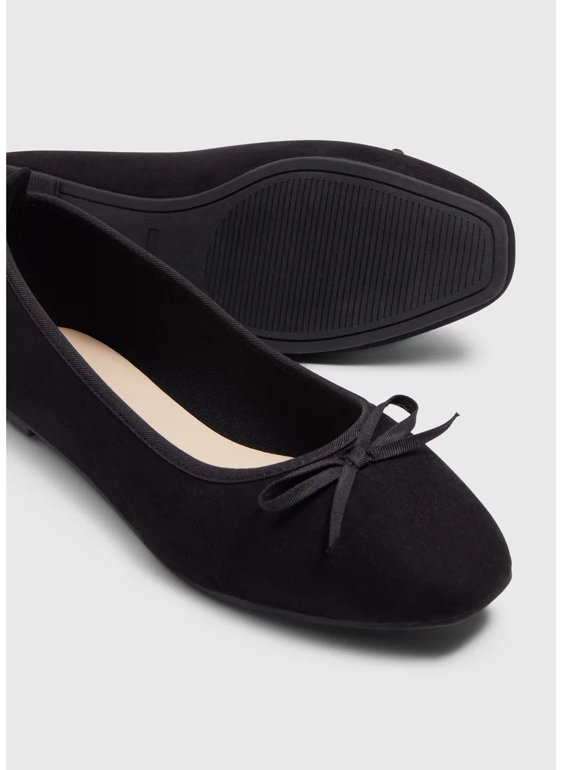 Matalan Black Bow Ballet Shoes