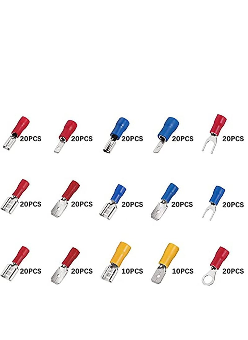 Excefore - Nylon Spade Quick Disconnect Connectors Kit, 280pcs/set 2.8mm /4.8mm/6.3mm Male/Female Insulated Terminals + Crimp Wire Connector - Image 1