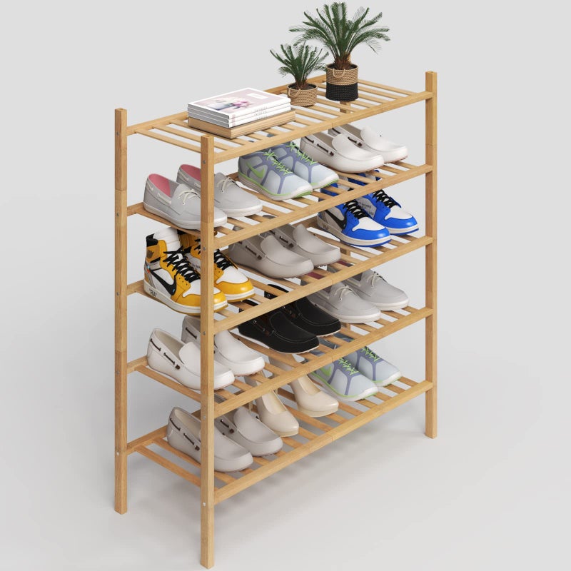 Z&L HOUSE ZL HOUSE 5Tier Shoe Rack for Closet Stackable Shoes Rack Organizer Free Standing Shoe Shelf for Entryway and Closet Hallway Multifunctional Bamboo Rack in Different Combinations 5Tier