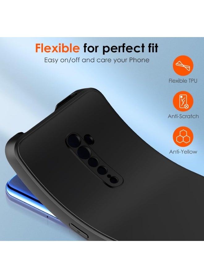 جراب سيليكون لهاتف Oppo Reno2 / Oppo Reno 2 مع حماية للكاميرا، جراب واقٍ ناعم للغاية مقاوم للصدمات ومرن من مادة TPU غير اللامع، جراب هاتف محمول مقاوم للخدش (أسود) - Image 4