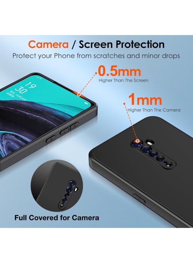 جراب سيليكون لهاتف Oppo Reno2 / Oppo Reno 2 مع حماية للكاميرا، جراب واقٍ ناعم للغاية مقاوم للصدمات ومرن من مادة TPU غير اللامع، جراب هاتف محمول مقاوم للخدش (أسود) - Image 3