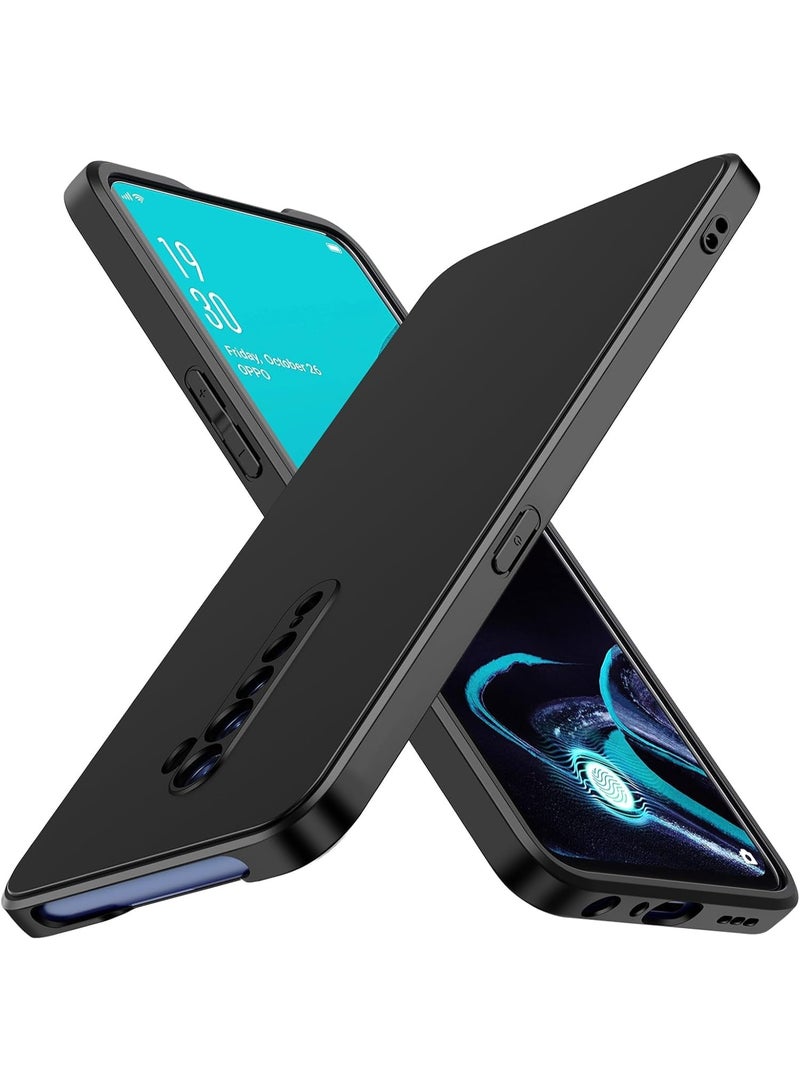 جراب سيليكون لهاتف Oppo Reno2 / Oppo Reno 2 مع حماية للكاميرا، جراب واقٍ ناعم للغاية مقاوم للصدمات ومرن من مادة TPU غير اللامع، جراب هاتف محمول مقاوم للخدش (أسود) - Image 1
