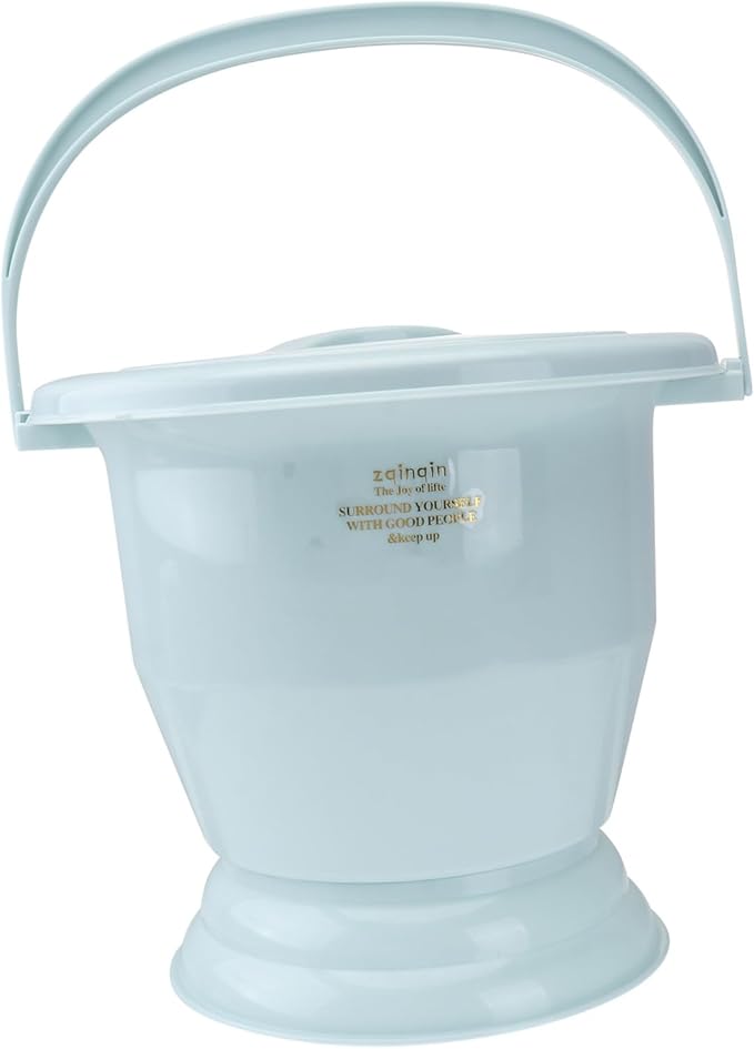 Thickened Plastic Bedpan With Cover Portable Night Spittoon Urine Pot Blue - Image 1