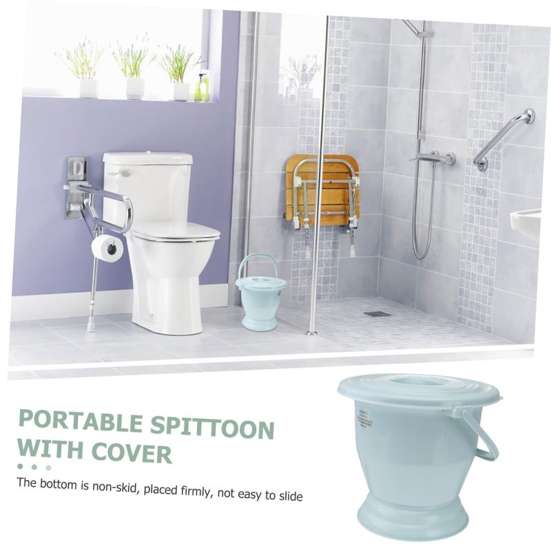 Thickened Plastic Bedpan With Cover Portable Night Spittoon Urine Pot Blue - Image 4
