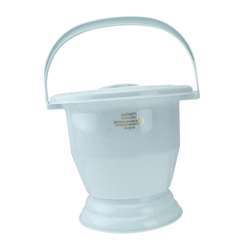 Thickened Plastic Bedpan With Cover Portable Night Spittoon Urine Pot Blue - Image 2