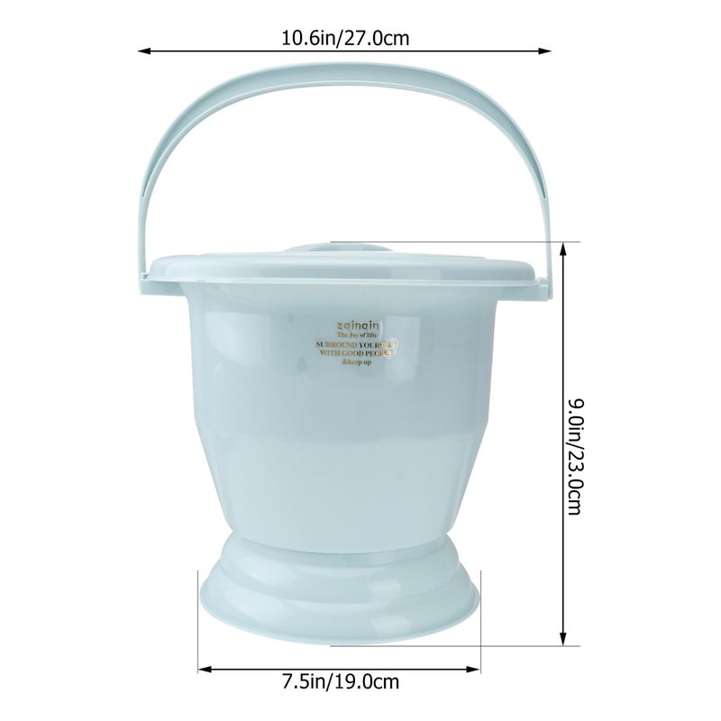 Thickened Plastic Bedpan With Cover Portable Night Spittoon Urine Pot Blue - Image 3
