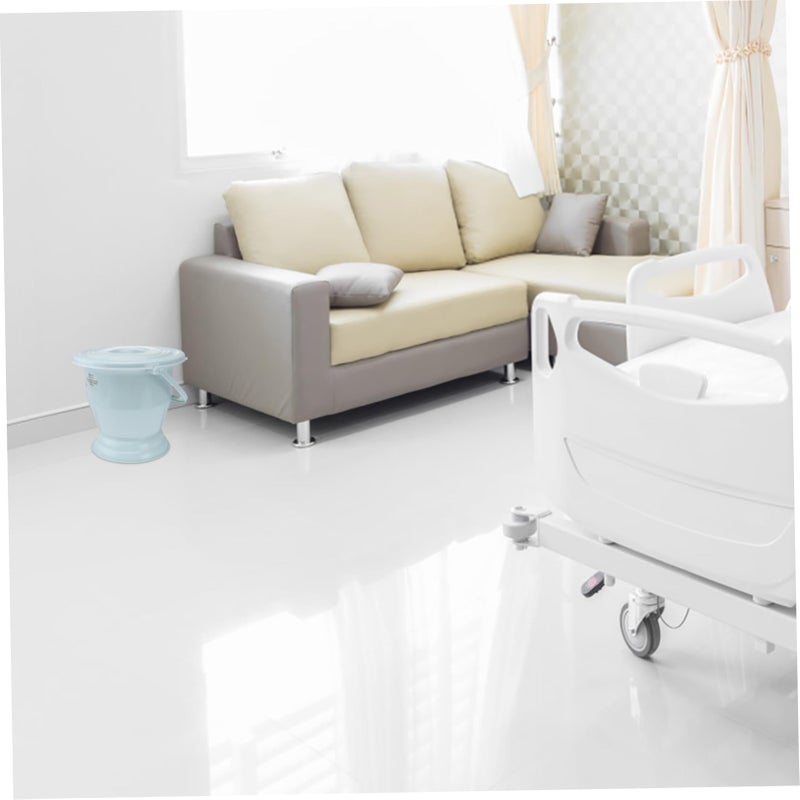Thickened Plastic Bedpan With Cover Portable Night Spittoon Urine Pot Blue - Image 5