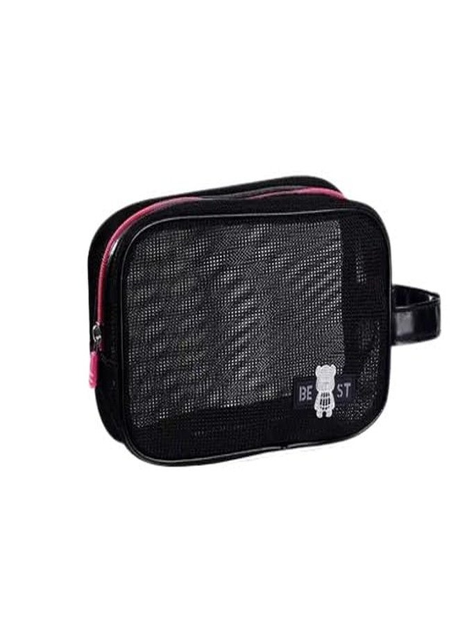 ARMAR Mesh Toiletry Bag for Women & Men - Travel Cosmetic Pouch | Waterproof Organizer for Toiletries, Makeup, Shaving Kit | Lightweight, Breathable Travel Pouch with Handle - Black (Black) - Image 1